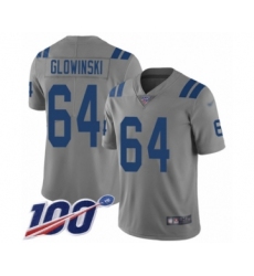 Youth Indianapolis Colts #64 Mark Glowinski Limited Gray Inverted Legend 100th Season Football Jersey