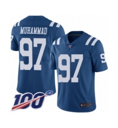 Men's Indianapolis Colts #97 Al-Quadin Muhammad Limited Royal Blue Rush Vapor Untouchable 100th Season Football Jersey