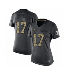 Women's Miami Dolphins #17 Allen Hurns Limited Black 2016 Salute to Service Football Jersey
