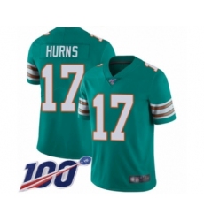Youth Miami Dolphins #17 Allen Hurns Aqua Green Alternate Vapor Untouchable Limited Player 100th Season Football Jersey
