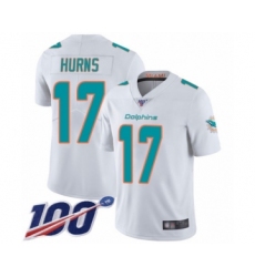 Youth Miami Dolphins #17 Allen Hurns White Vapor Untouchable Limited Player 100th Season Football Jersey