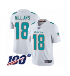Youth Miami Dolphins #18 Preston Williams White Vapor Untouchable Limited Player 100th Season Football Jersey