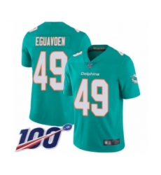 Men's Miami Dolphins #49 Sam Eguavoen Aqua Green Team Color Vapor Untouchable Limited Player 100th Season Football Jersey