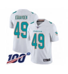 Men's Miami Dolphins #49 Sam Eguavoen White Vapor Untouchable Limited Player 100th Season Football Jersey