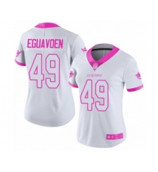 Women's Miami Dolphins #49 Sam Eguavoen Limited White Pink Rush Fashion Football Jersey