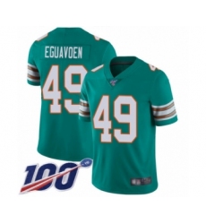 Youth Miami Dolphins #49 Sam Eguavoen Aqua Green Alternate Vapor Untouchable Limited Player 100th Season Football Jersey