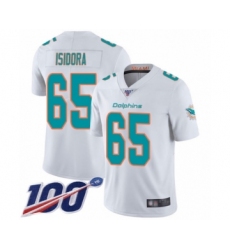 Youth Miami Dolphins #65 Danny Isidora White Vapor Untouchable Limited Player 100th Season Football Jersey