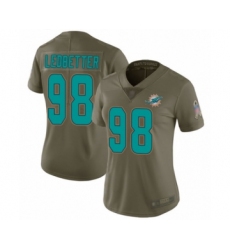 Women's Miami Dolphins #98 Jonathan Ledbetter Limited Olive 2017 Salute to Service Football Jersey