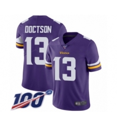 Men's Minnesota Vikings #13 Josh Doctson Purple Team Color Vapor Untouchable Limited Player 100th Season Football Jersey