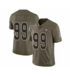 Men's New Orleans Saints #99 Shy Tuttle Limited Olive 2017 Salute to Service Football Jersey