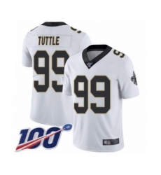 Men's New Orleans Saints #99 Shy Tuttle White Vapor Untouchable Limited Player 100th Season Football Jersey