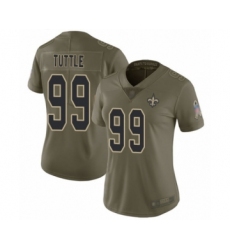 Women's New Orleans Saints #99 Shy Tuttle Limited Olive 2017 Salute to Service Football Jersey