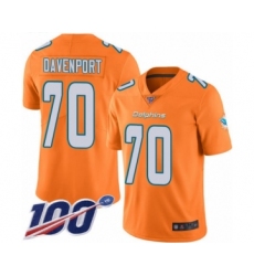 Men's Miami Dolphins #70 Julie'n Davenport Limited Orange Rush Vapor Untouchable 100th Season Football Jersey