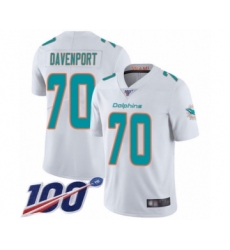 Men's Miami Dolphins #70 Julie'n Davenport White Vapor Untouchable Limited Player 100th Season Football Jersey