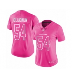 Women's Atlanta Falcons #54 Foye Oluokun Limited Pink Rush Fashion Football Jersey