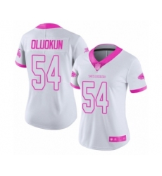 Women's Atlanta Falcons #54 Foye Oluokun Limited White Pink Rush Fashion Football Jersey