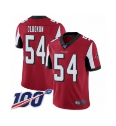 Youth Atlanta Falcons #54 Foye Oluokun Red Team Color Vapor Untouchable Limited Player 100th Season Football Jersey