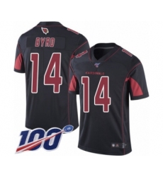 Men's Arizona Cardinals #14 Damiere Byrd Limited Black Rush Vapor Untouchable 100th Season Football Jersey