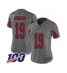 Women's Arizona Cardinals #19 KeeSean Johnson Limited Silver Inverted Legend 100th Season Football Jersey