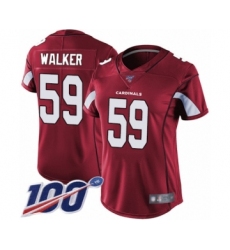 Women's Arizona Cardinals #59 Joe Walker Red Team Color Vapor Untouchable Limited Player 100th Season Football Jersey