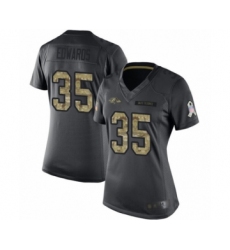 Women's Baltimore Ravens #35 Gus Edwards Limited Black 2016 Salute to Service Football Jersey