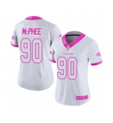 Women's Baltimore Ravens #90 Pernell McPhee Limited White Pink Rush Fashion Football Jersey