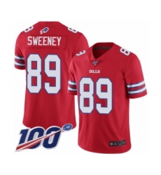 Men's Buffalo Bills #89 Tommy Sweeney Limited Red Rush Vapor Untouchable 100th Season Football Jersey