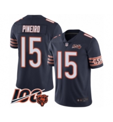Men's Chicago Bears #15 Eddy Pineiro Navy Blue Team Color 100th Season Limited Football Jersey