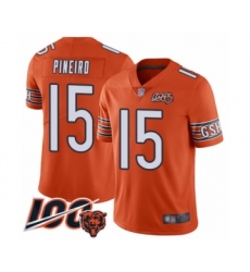 Men's Chicago Bears #15 Eddy Pineiro Orange Alternate 100th Season Limited Football Jersey