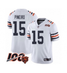 Men's Chicago Bears #15 Eddy Pineiro White 100th Season Limited Football Jersey