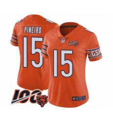 Women's Chicago Bears #15 Eddy Pineiro Orange Alternate 100th Season Limited Football Jersey
