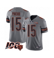 Youth Chicago Bears #15 Eddy Pineiro Limited Silver Inverted Legend 100th Season Football Jersey