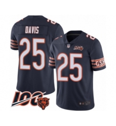 Men's Chicago Bears #25 Mike Davis Navy Blue Team Color 100th Season Limited Football Jersey