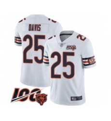 Men's Chicago Bears #25 Mike Davis White Vapor Untouchable Limited Player 100th Season Football Jersey