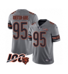 Youth Chicago Bears #95 Roy Robertson-Harris Limited Silver Inverted Legend 100th Season Football Jersey