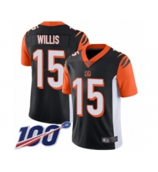 Men's Cincinnati Bengals #15 Damion Willis Black Team Color Vapor Untouchable Limited Player 100th Season Football Jersey