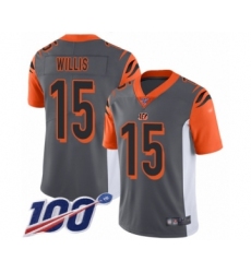 Youth Cincinnati Bengals #15 Damion Willis Limited Silver Inverted Legend 100th Season Football Jersey