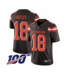Men's Cleveland Browns #18 Damion Ratley Brown Team Color Vapor Untouchable Limited Player 100th Season Football Jersey