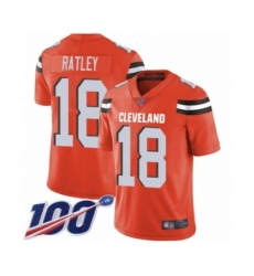 Men's Cleveland Browns #18 Damion Ratley Orange Alternate Vapor Untouchable Limited Player 100th Season Football Jersey