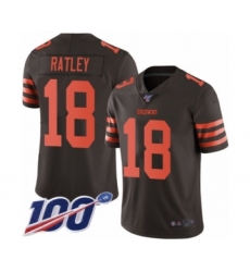 Youth Cleveland Browns #18 Damion Ratley Limited Brown Rush Vapor Untouchable 100th Season Football Jersey