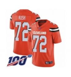 Men's Cleveland Browns #72 Eric Kush Orange Alternate Vapor Untouchable Limited Player 100th Season Football Jersey