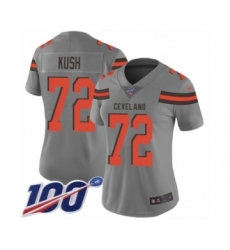 Women's Cleveland Browns #72 Eric Kush Limited Gray Inverted Legend 100th Season Football Jersey