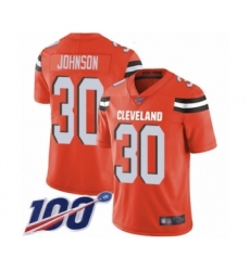 Youth Cleveland Browns #30 D'Ernest Johnson Orange Alternate Vapor Untouchable Limited Player 100th Season Football Jersey