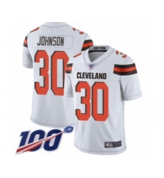 Youth Cleveland Browns #30 D'Ernest Johnson White Vapor Untouchable Limited Player 100th Season Football Jersey