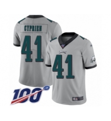 Men's Philadelphia Eagles #41 Johnathan Cyprien Limited Silver Inverted Legend 100th Season Football Jersey