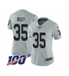 Men's Oakland Raiders #35 Curtis Riley Limited Silver Inverted Legend 100th Season Football Jersey