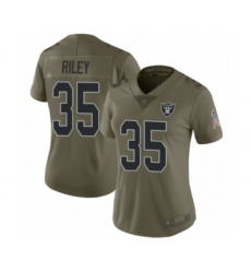 Women's Oakland Raiders #35 Curtis Riley Limited Olive 2017 Salute to Service Football Jersey