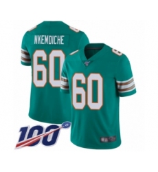 Men's Miami Dolphins #60 Robert Nkemdiche Aqua Green Alternate Vapor Untouchable Limited Player 100th Season Football Jersey
