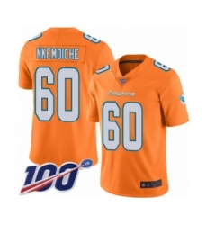 Men's Miami Dolphins #60 Robert Nkemdiche Limited Orange Rush Vapor Untouchable 100th Season Football Jersey
