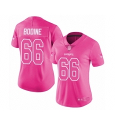 Women's New England Patriots #66 Russell Bodine Limited Pink Rush Fashion Football Jersey